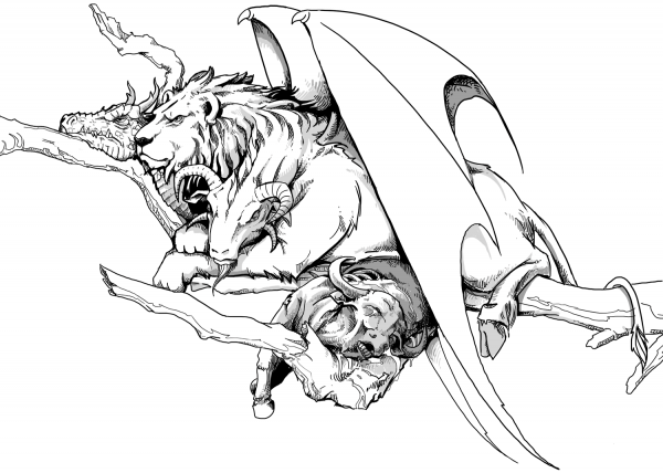 Chimera coloring page image