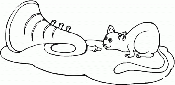 Chinchilla with Trumpet coloring page image