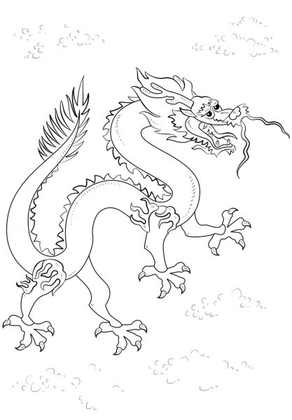 Chinese Black Dragon coloring page image