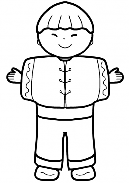 Chinese Boy coloring page image