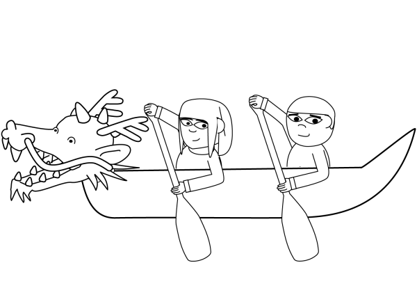 Chinese Dragon Boat Festival coloring page image