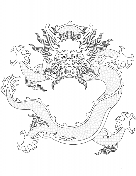 Chinese Dragon coloring page image