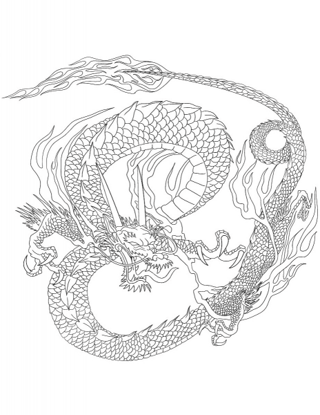 Chinese Dragon coloring page image