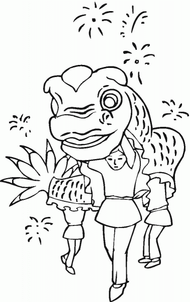 Chinese Dragon Dance coloring page image