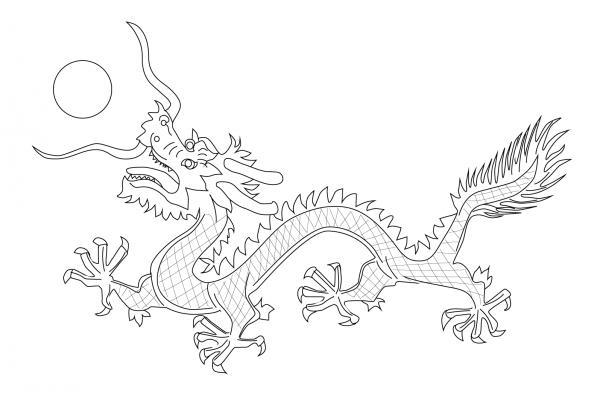 Chinese Dragon from The Flag of Qing Dynasty coloring page image