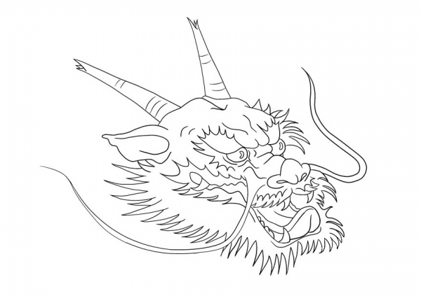 Chinese Dragon Head coloring page image
