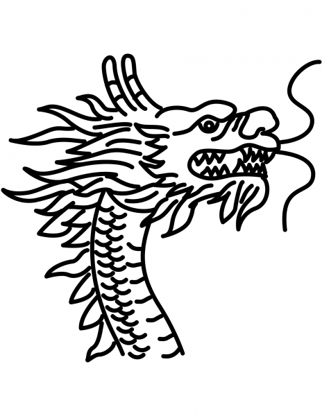 Chinese Dragon Head coloring page image