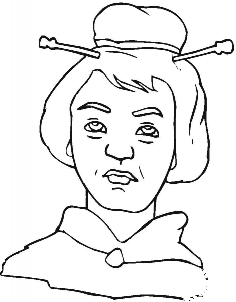 Chinese hairstyle coloring page image