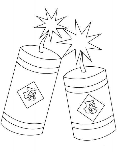 Chinese New Year Firecrackers coloring page image
