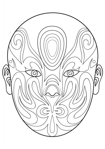 Chinese Opera Mask coloring page image