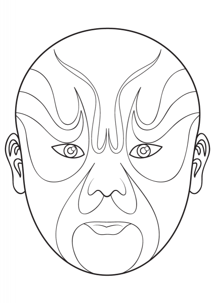 Chinese Opera Mask coloring page image