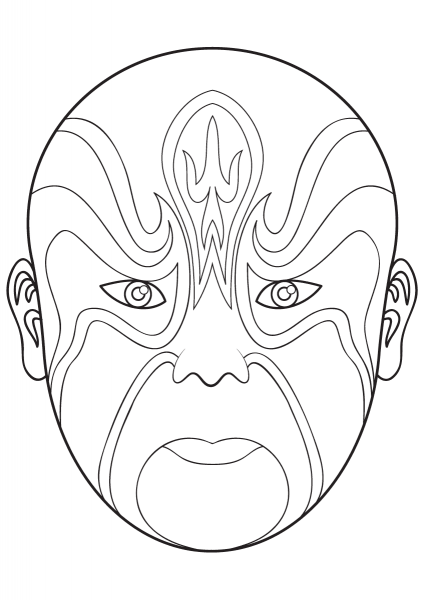 Chinese Opera Mask coloring page image