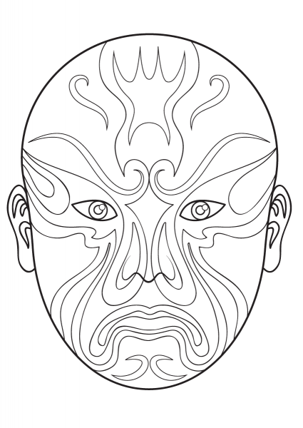 Chinese Opera Mask coloring page image