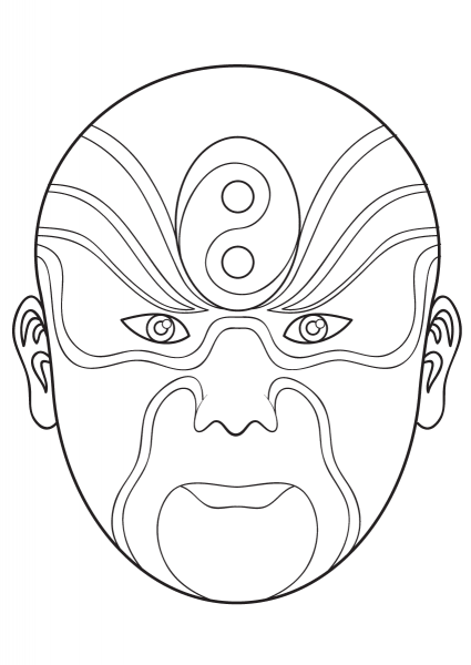 Chinese Opera Mask coloring page image