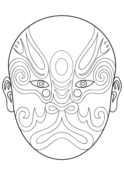 Chinese Opera Mask coloring page image