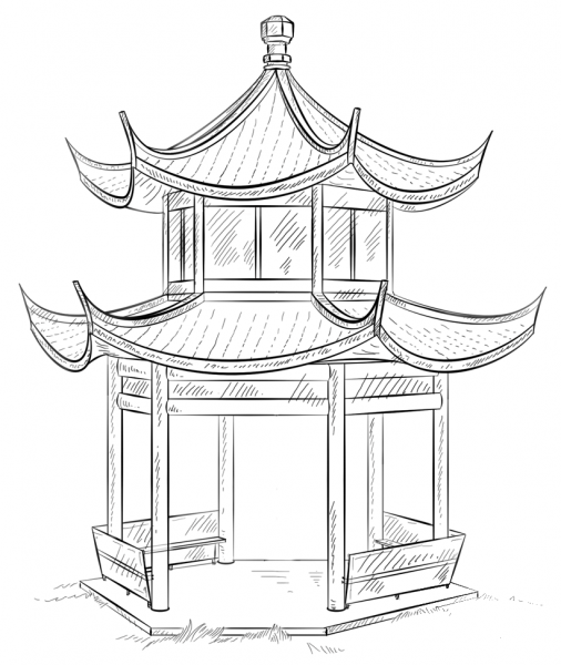 Chinese Pagoda coloring page image