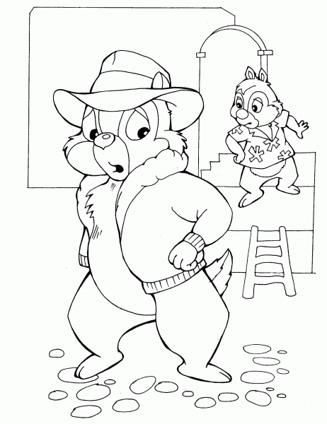 Chip And Dale In Danger coloring page image