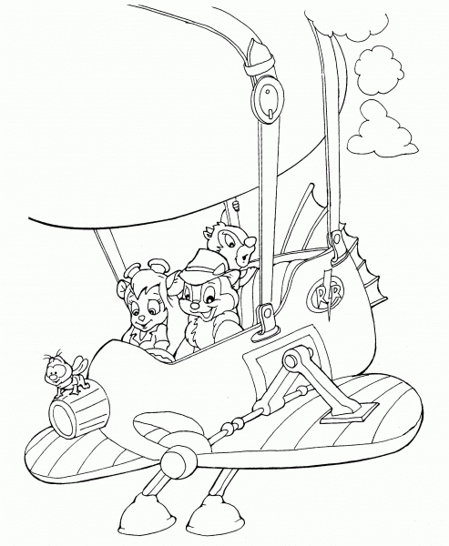 Chip, Dale and Gadget Hackwrench High In The Sky coloring page image