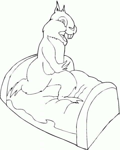 Chipmunk On Bed coloring page image