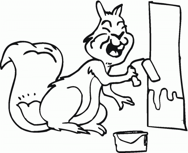 Chipmunk Paints A Wall coloring page image