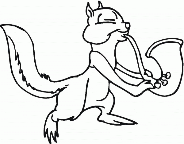 Chipmunk Plays Trumpet coloring page image