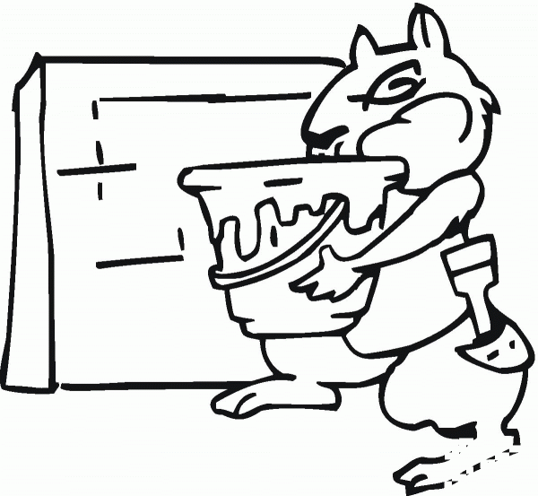 Chipmunk Will Paint coloring page image