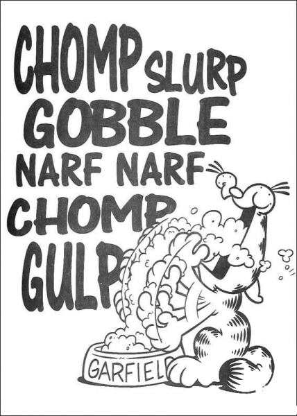 Chomp, slurp, gobble, narf narf coloring page image