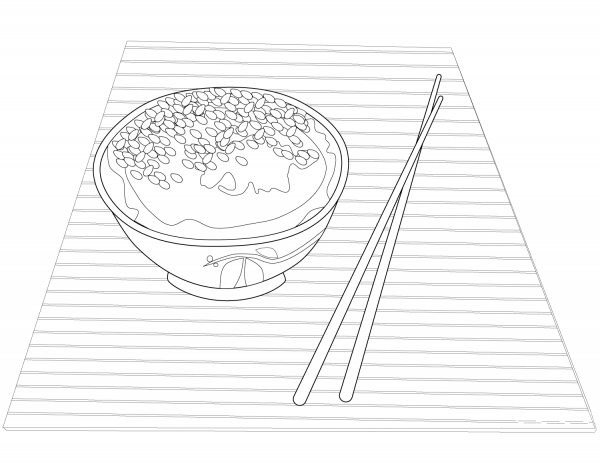Chopsticks and Chinese Food coloring page image