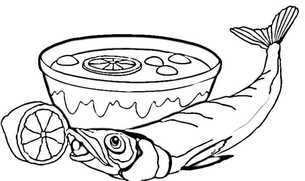 Chowder with Fish  coloring page image