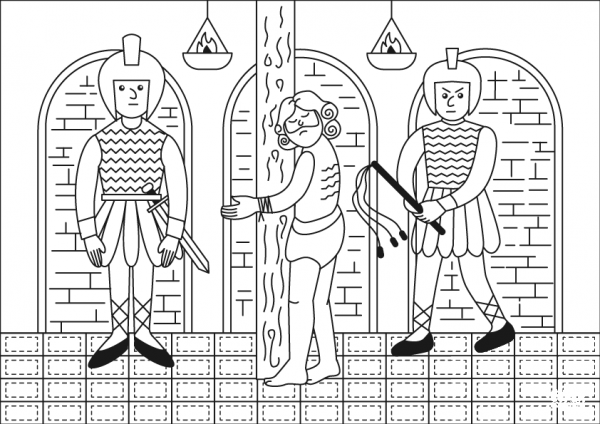 Christ After the Flagellation coloring page image