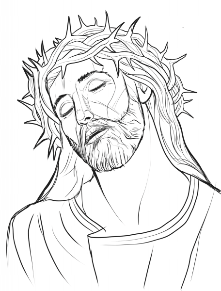 Christ with a Crown of Thorns coloring page image