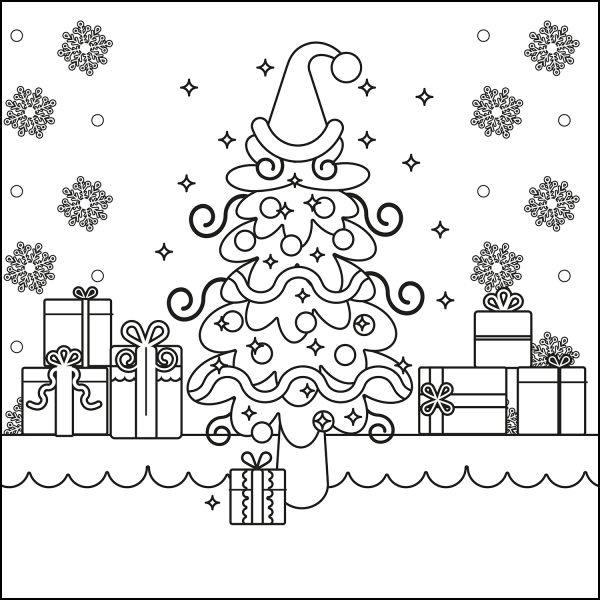 Christmar Tree coloring page image