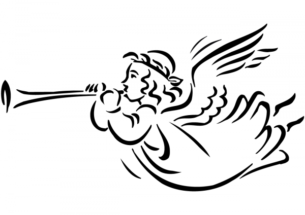 Christmas Angel Blowing Horn coloring page image