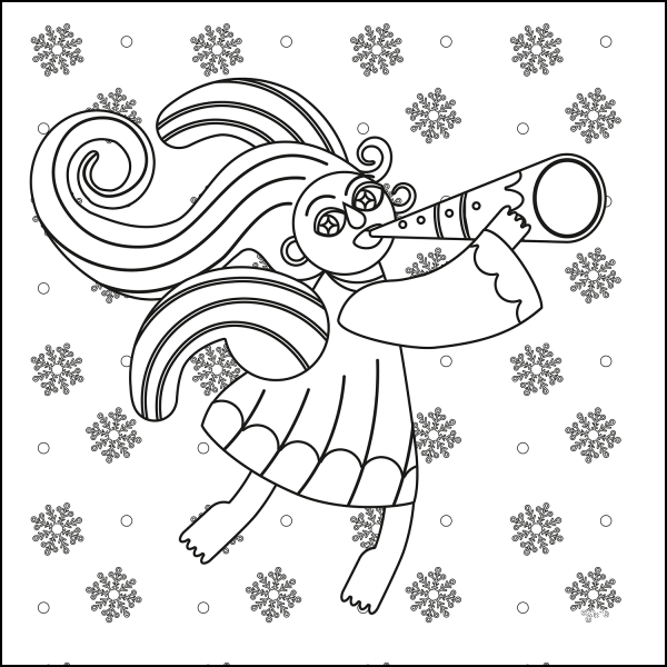 Christmas Angel coloring page image
