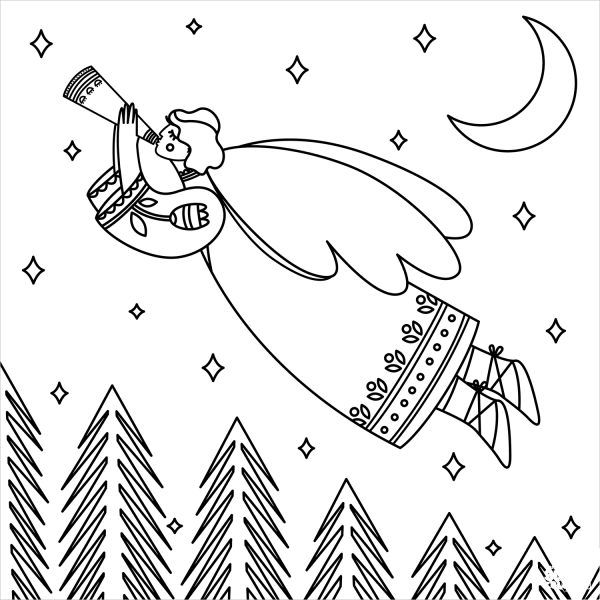 Christmas Angel coloring page image