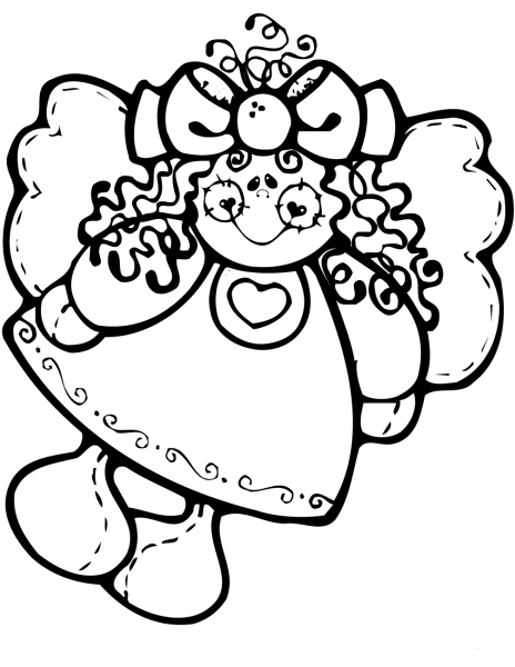 Christmas Angel Doll coloring page image