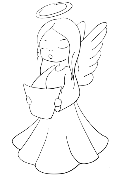 Christmas Angel Singing coloring page image