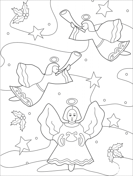 Christmas Angels coloring page image