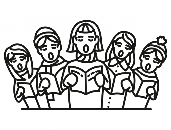 Christmas Carolers coloring page image