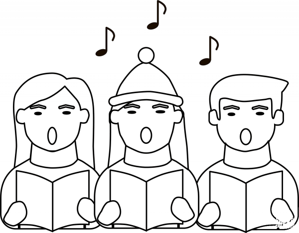 Christmas Carolers coloring page image