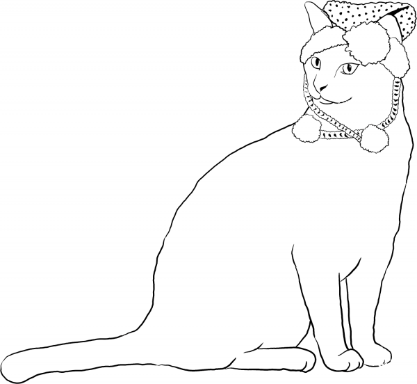 Christmas Cat coloring page image
