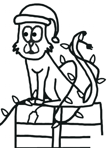 Christmas Cat coloring page image