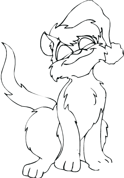 Christmas Cat coloring page image