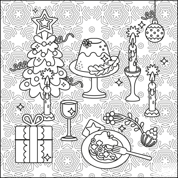 Christmas Dinner coloring page image