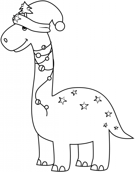 Christmas Dinosaur coloring page image