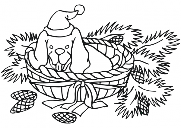 Christmas Dog coloring page image