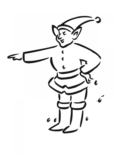Christmas Elf coloring page image