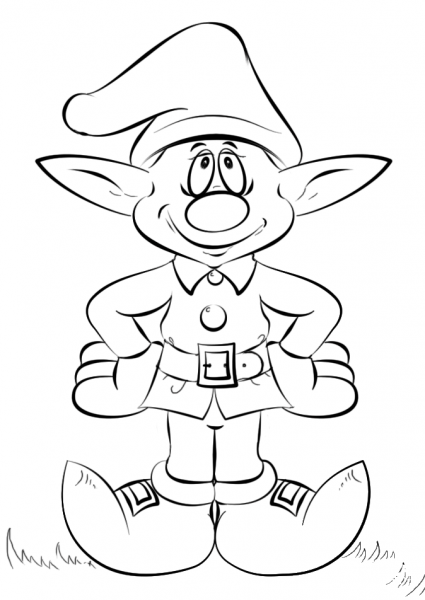 Christmas Elf coloring page image
