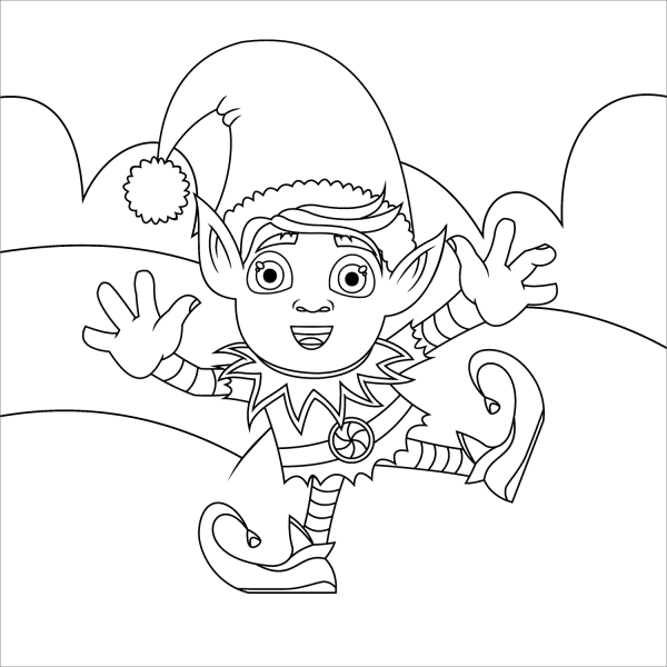 Christmas Elf coloring page image