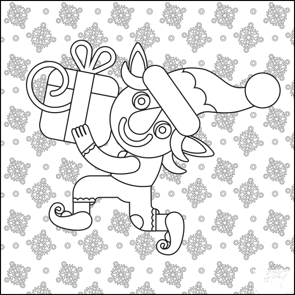 Christmas Elf coloring page image